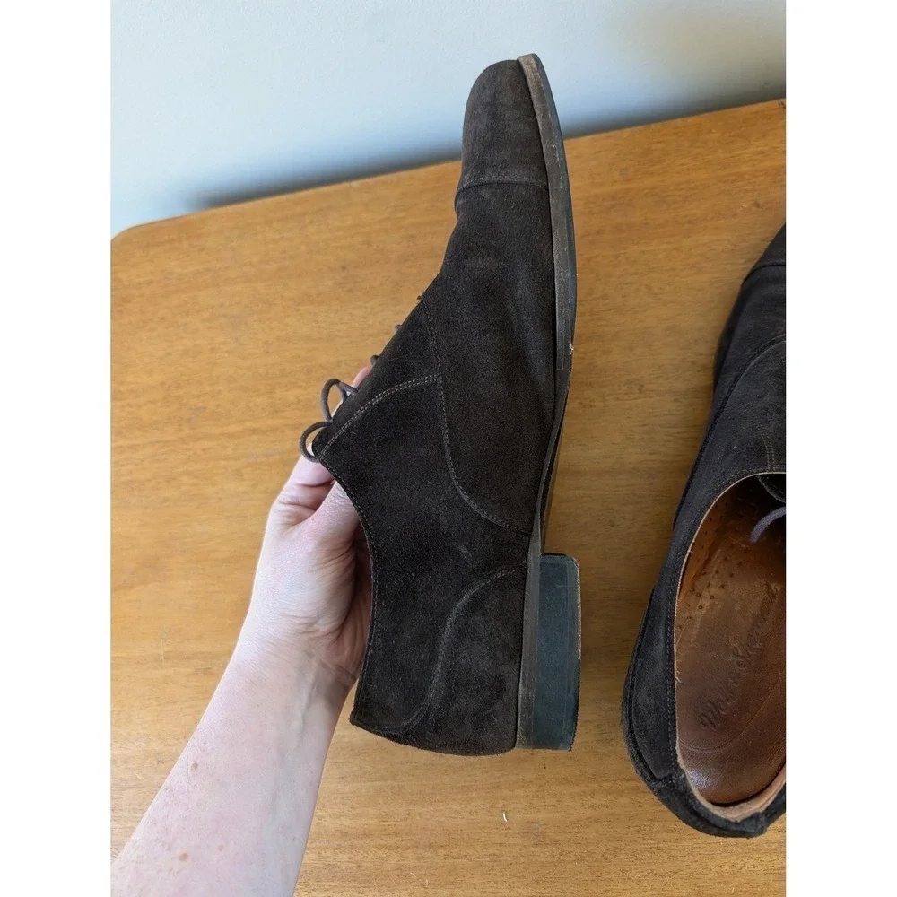 Wolf & Shepherd Closer Cap Toe Oxford Brown Suede Dress Shoes 9717 D 13 P